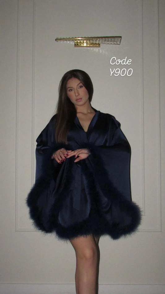 Feather Trim Lingerie Robe