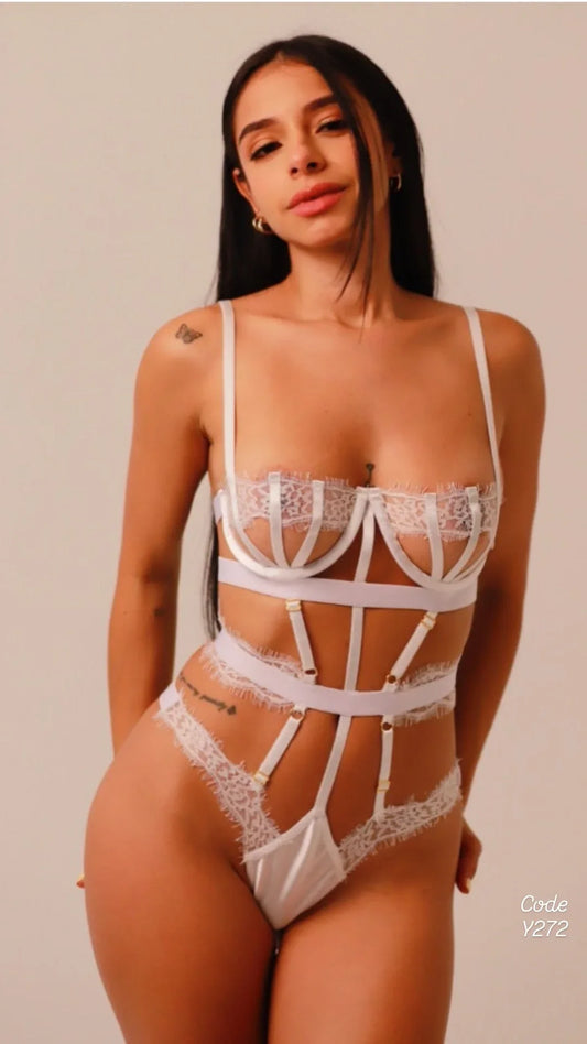 Strappy Lace Lingerie Set
